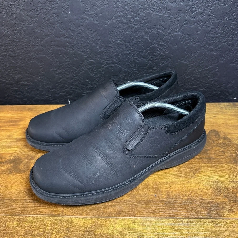Merrell World Legend 2 J94005 Black Leather Slip On‎ Loafers Mens 12